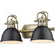 Duncan 2 Light 17 inch Aged Brass Bath Vanity Wall Light in Matte Black